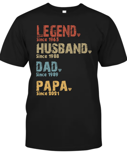 Personalized Papa Shirt Legend Husband Dad Grandpa Custom Grandpa Papa Dad Pops Shirt Father's Day Shirt T-Shirt