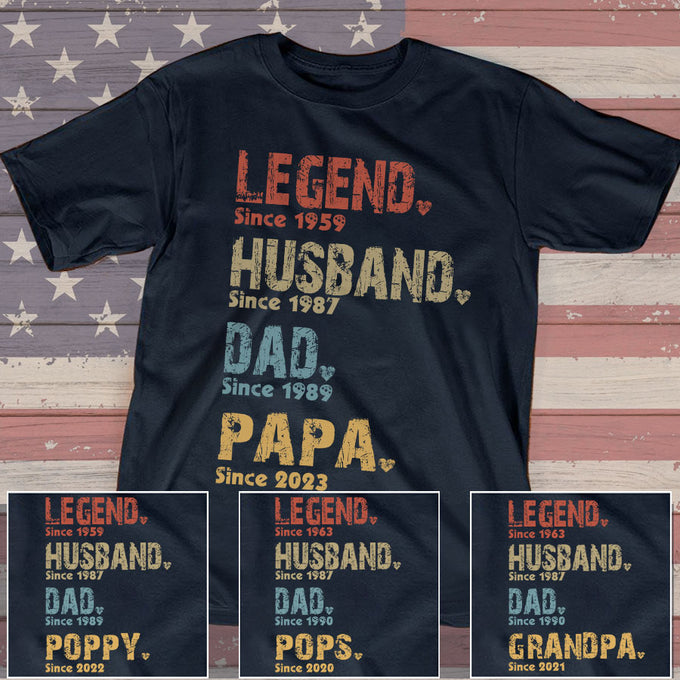 Personalized Papa Shirt Legend Husband Dad Grandpa Custom Grandpa Papa Dad Pops Shirt Father's Day Shirt T-Shirt