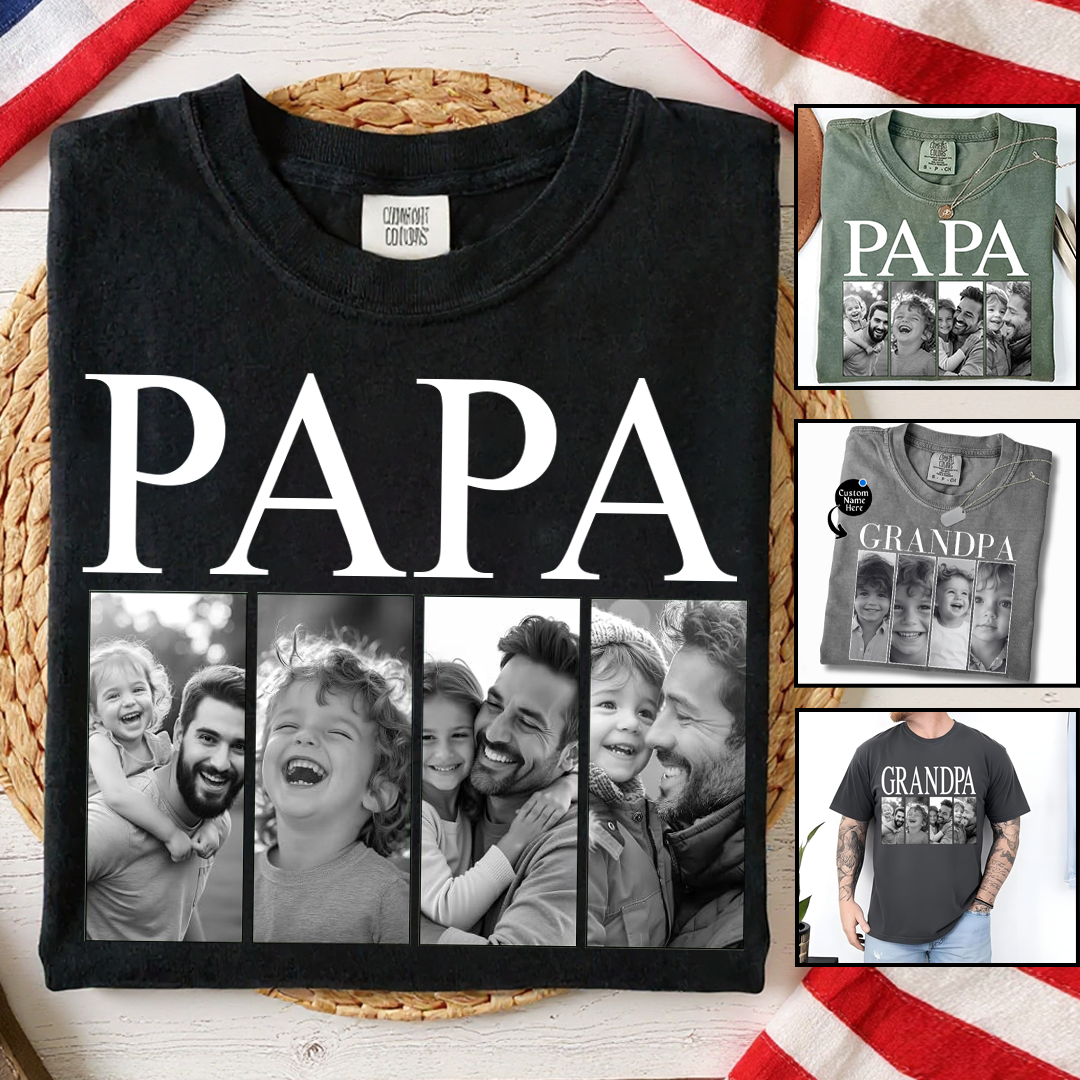 Custom Grandpa Photo Shirt – Personalized Gift for Grandpa, Grandfather, Papa – Kids Photo Shirt for Holiday & Father's Day