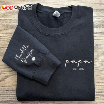 Godmerch Personalized Papa Est And Kids Embroidered Sweatshirt CL01