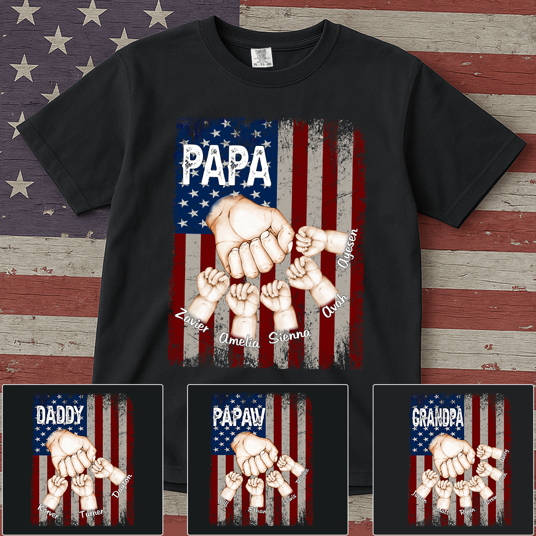 Personalized Father's Day T-shirt - Custom Family Handprint Design