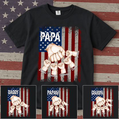 Personalized Father's Day T-shirt - Custom Family Handprint Design