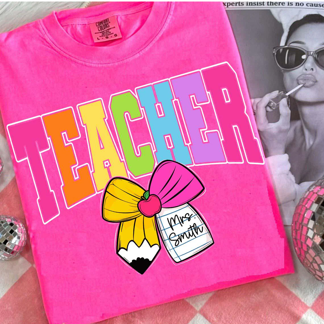 Custom Coquette Bow Para/Librarian/ Counselor Teacher Back to School