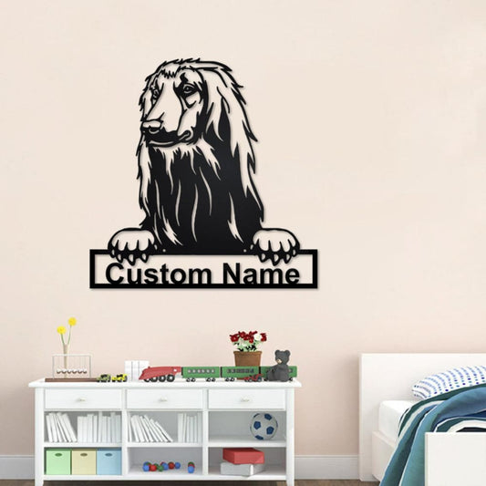 Personalized Afghan Hound Cut Metal Sign, Dog Lover Metal Wall Art, Laser Cut Metal Signs Afghan Hound Dog