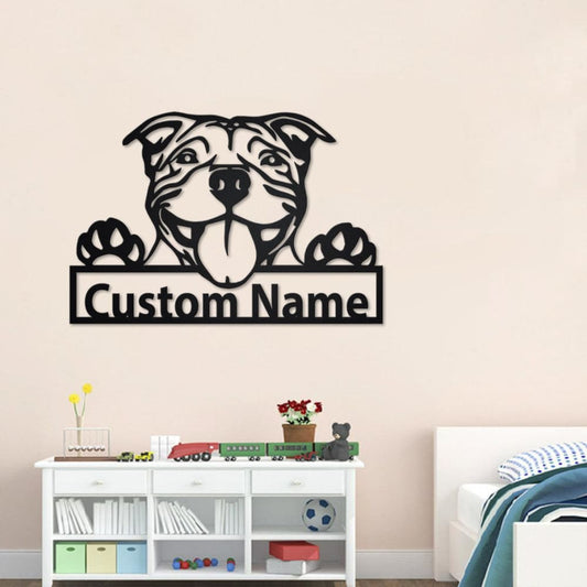 Personalized American Pit Bull Dog Cut Metal Sign, Dog Lover Metal Wall Art, Laser Cut Metal Signs Pit Bull Dog