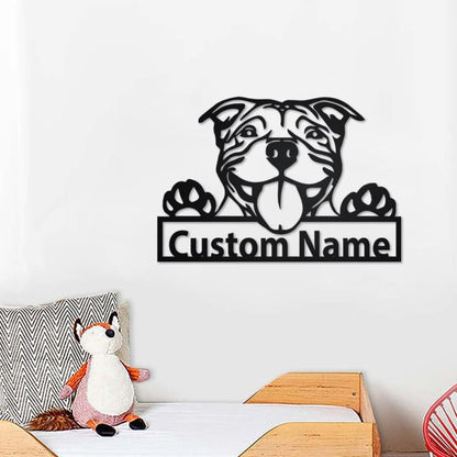 Personalized American Pit Bull Dog Cut Metal Sign, Dog Lover Metal Wall Art, Laser Cut Metal Signs Pit Bull Dog