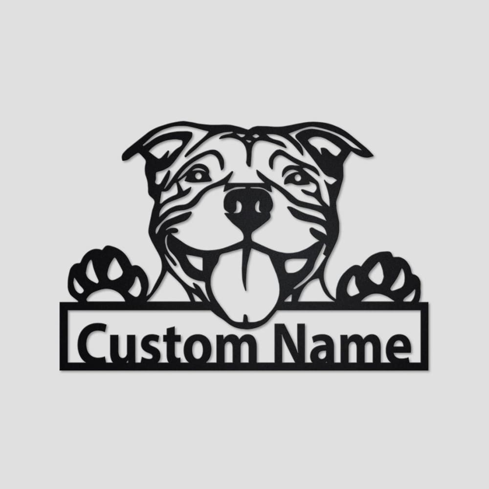 Personalized American Pit Bull Dog Cut Metal Sign, Dog Lover Metal Wall Art, Laser Cut Metal Signs Pit Bull Dog