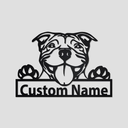 Personalized American Pit Bull Dog Cut Metal Sign, Dog Lover Metal Wall Art, Laser Cut Metal Signs Pit Bull Dog