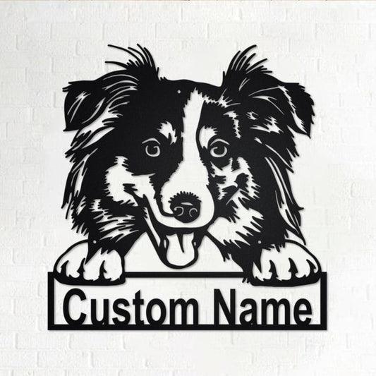 Personalized Australian Shepherd Dog Cut Metal Sign, Dog Lover Metal Wall Art, Laser Cut Metal Signs