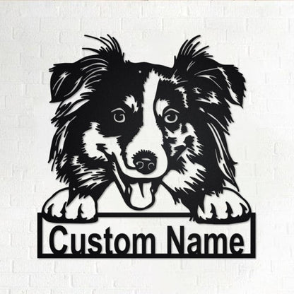 Personalized Australian Shepherd Dog Cut Metal Sign, Dog Lover Metal Wall Art, Laser Cut Metal Signs
