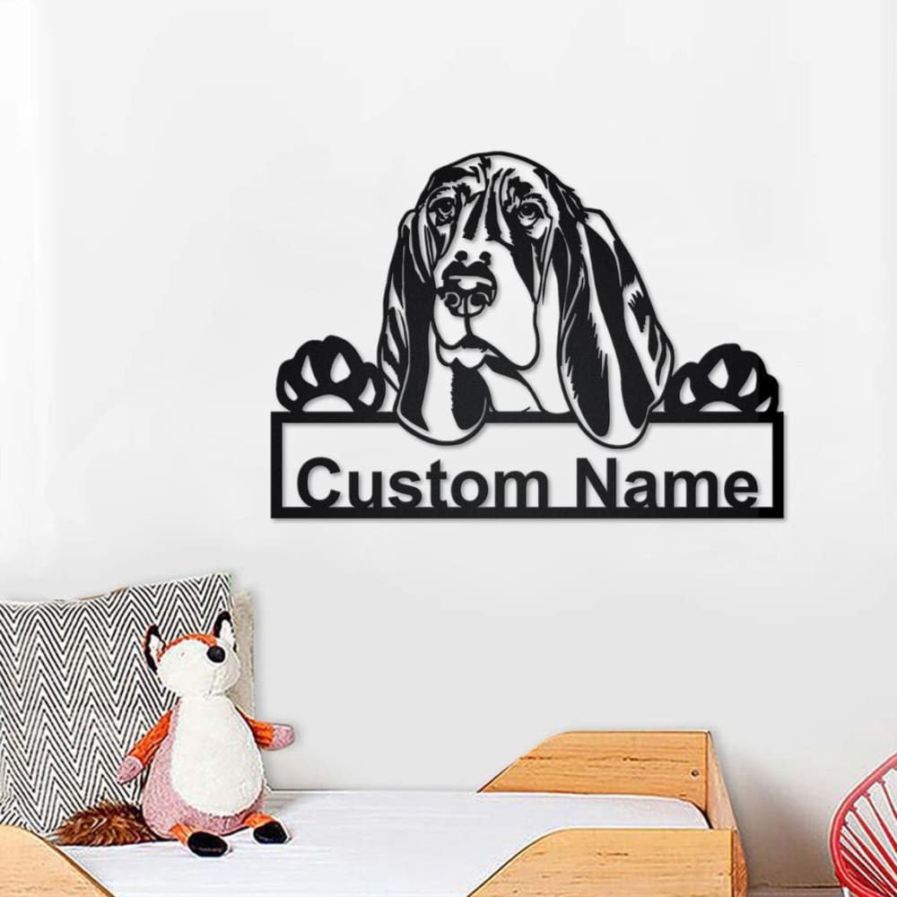 Personalized Basset Hound Dog Cut Metal Sign, Dog Lover Metal Wall Art, Laser Cut Metal Signs Basset Hound Dog