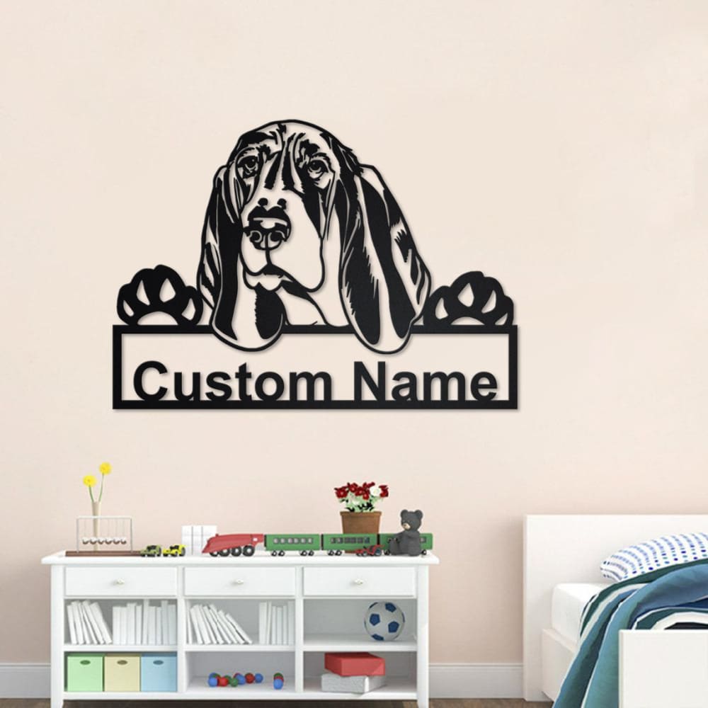 Personalized Basset Hound Dog Cut Metal Sign, Dog Lover Metal Wall Art, Laser Cut Metal Signs Basset Hound Dog
