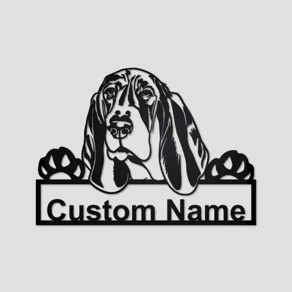 Personalized Basset Hound Dog Cut Metal Sign, Dog Lover Metal Wall Art, Laser Cut Metal Signs Basset Hound Dog