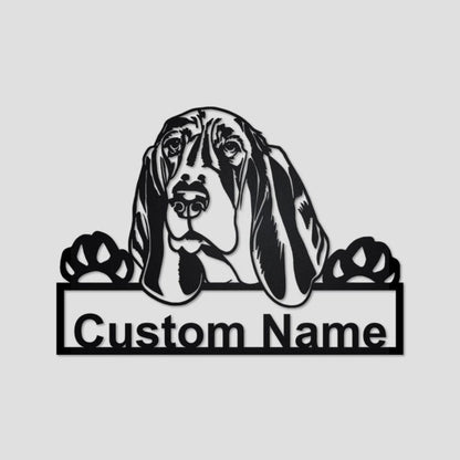 Personalized Basset Hound Dog Cut Metal Sign, Dog Lover Metal Wall Art, Laser Cut Metal Signs Basset Hound Dog