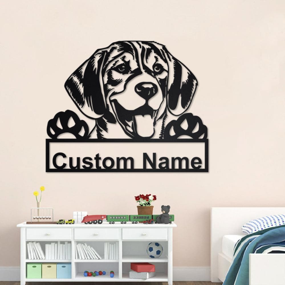 Personalized Beagle Dog Cut Metal Sign, Dog Lover Metal Wall Art, Laser Cut Metal Signs Beagle Dog