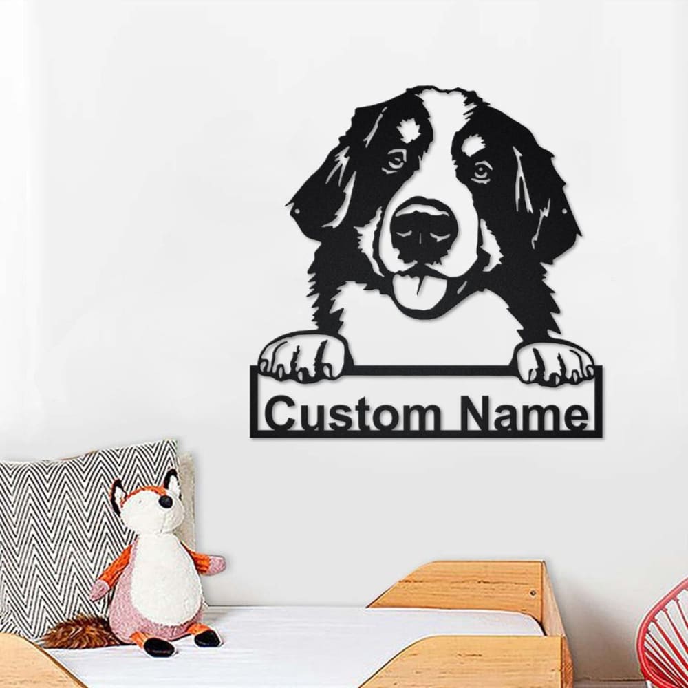 Personalized Bernese Mountain Dog Cut Metal Sign, Dog Lover Metal Wall Art, Laser Cut Metal Signs Bernese Mountain Dog
