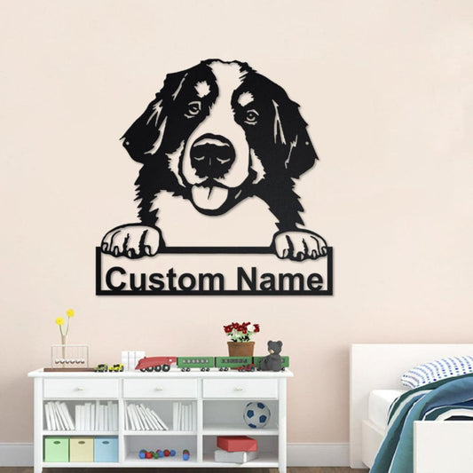 Personalized Bernese Mountain Dog Cut Metal Sign, Dog Lover Metal Wall Art, Laser Cut Metal Signs Bernese Mountain Dog