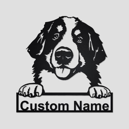 Personalized Bernese Mountain Dog Cut Metal Sign, Dog Lover Metal Wall Art, Laser Cut Metal Signs Bernese Mountain Dog