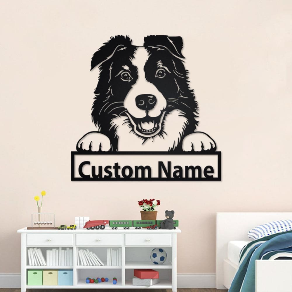 Personalized Border Collie Cut Metal Sign, Dog Lover Metal Wall Art, Laser Cut Metal Signs Border Collie