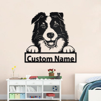 Personalized Border Collie Cut Metal Sign, Dog Lover Metal Wall Art, Laser Cut Metal Signs Border Collie
