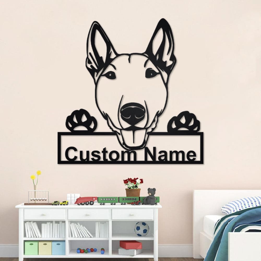 Personalized Bull Terrier Dog Cut Metal Sign, Dog Lover Custom Name Metal Signs, Laser Cut Metal Signs