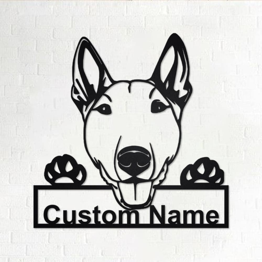 Personalized Bull Terrier Dog Cut Metal Sign, Dog Lover Custom Name Metal Signs, Laser Cut Metal Signs