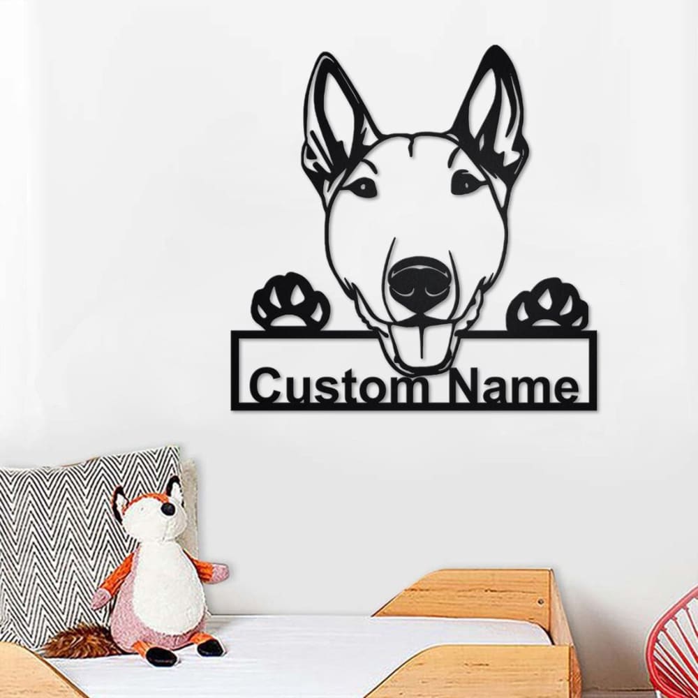 Personalized Bull Terrier Dog Cut Metal Sign, Dog Lover Custom Name Metal Signs, Laser Cut Metal Signs
