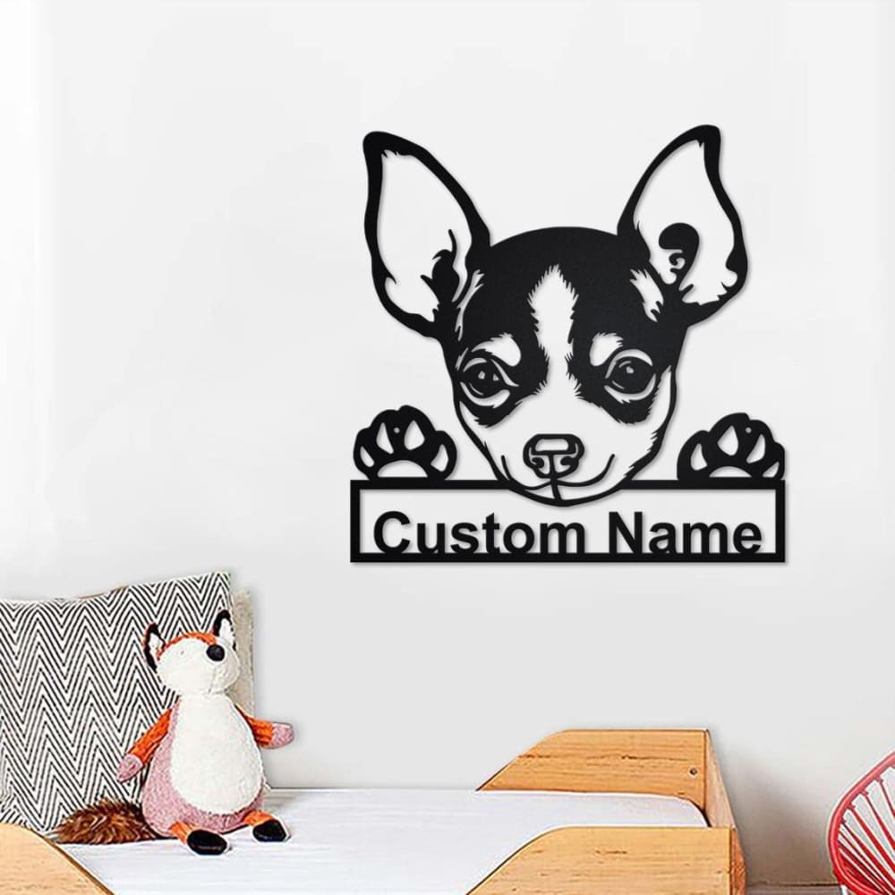 Personalized Chihuahua Dog Cut Metal Sign for Dog Lover, Metal Cut Out Signs Chichiahua Dog, Laser Cut Metal Signs