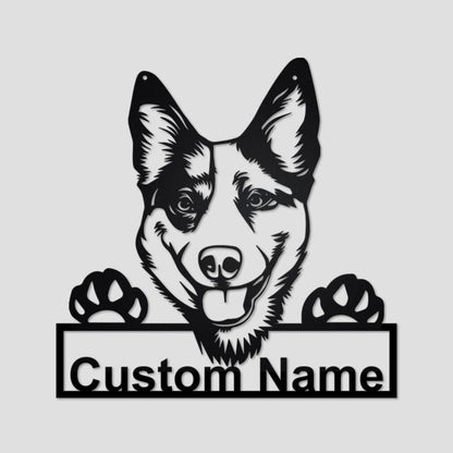Personalized Custom Australian Cattle Dog Cut Metal Sign, Dog Lover Custom Name Metal Wall Art, Laser Cut Metal Signs