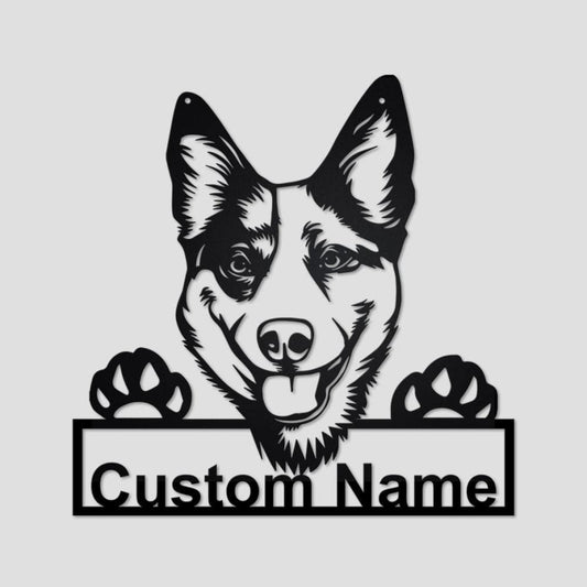 Personalized Custom Australian Cattle Dog Cut Metal Sign, Dog Lover Custom Name Metal Wall Art, Laser Cut Metal Signs