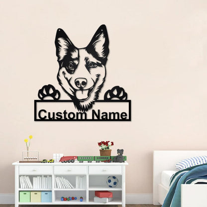 Personalized Custom Australian Cattle Dog Cut Metal Sign, Dog Lover Custom Name Metal Wall Art, Laser Cut Metal Signs