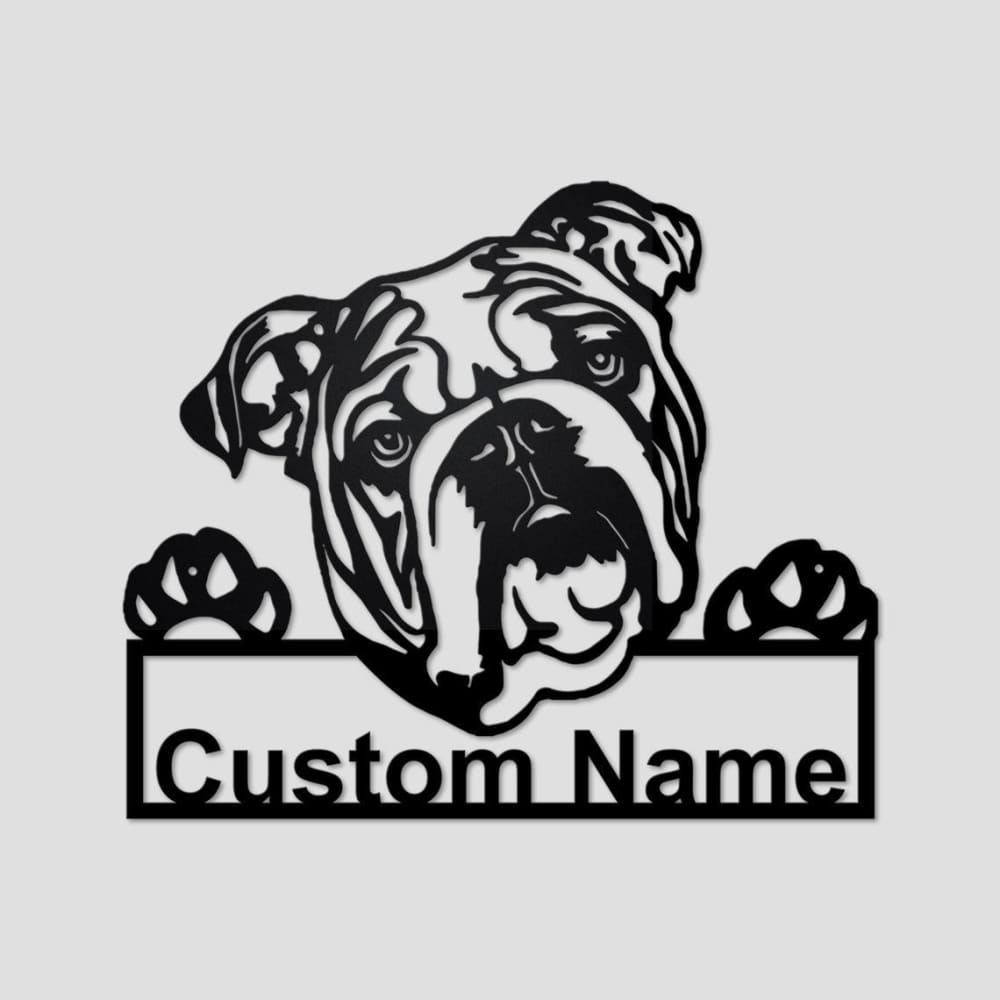 Personalized Custom British Bulldog Cut Metal Sign, Dog Lover Metal Wall Art, Laser Cut Metal Signs