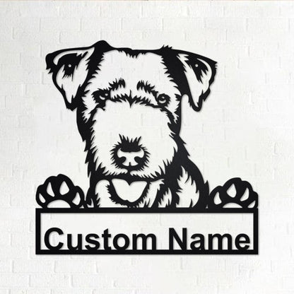Personalized Custom Lakeland Terrier Cut Metal Sign, Dog Lover Custom Name Metal Wall Art, Laser Cut Metal Signs