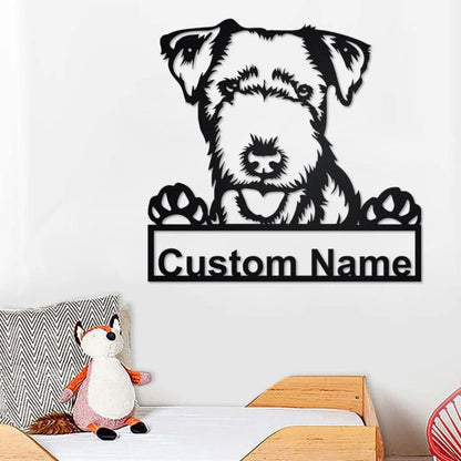 Personalized Custom Lakeland Terrier Cut Metal Sign, Dog Lover Custom Name Metal Wall Art, Laser Cut Metal Signs