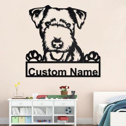 Personalized Custom Lakeland Terrier Cut Metal Sign, Dog Lover Custom Name Metal Wall Art, Laser Cut Metal Signs