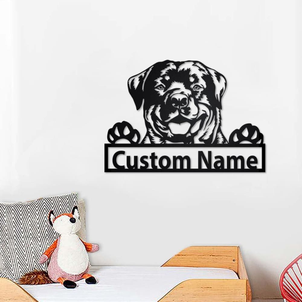 Godmerch- Cut Metal Sign- Personalized Custom Rottweiler Metal Sign for Dog Lover Custom Name Metal Wall Art