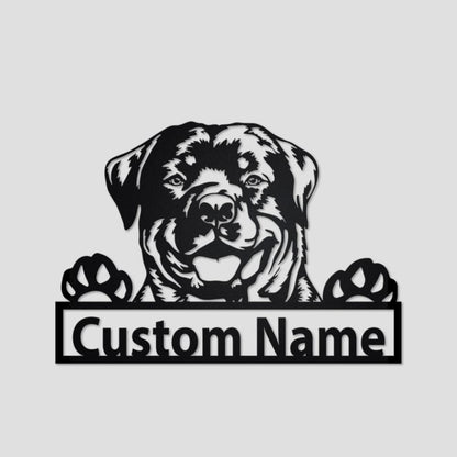 Godmerch- Cut Metal Sign- Personalized Custom Rottweiler Metal Sign for Dog Lover Custom Name Metal Wall Art