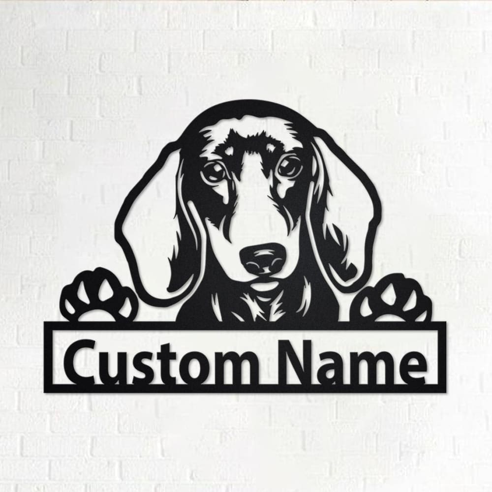 Personalized Dachshund Cut Metal Sign, Dog Lover Custom Name Metal Wall Art, Laser Cut Metal Signs Dachshund