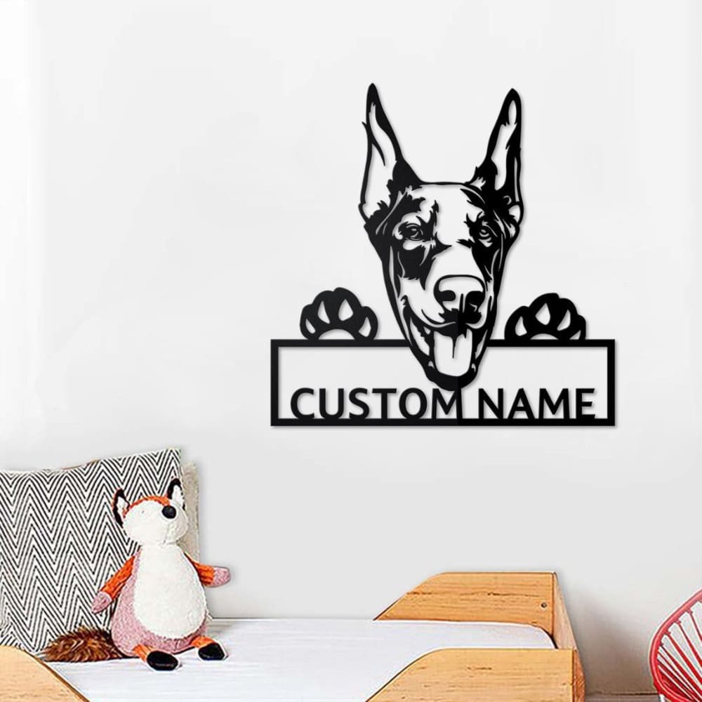 Personalized Doberman Dog Cut Metal Sign, Dog Lover Metal Wall Art, Laser Cut Metal Signs Doberman Dog
