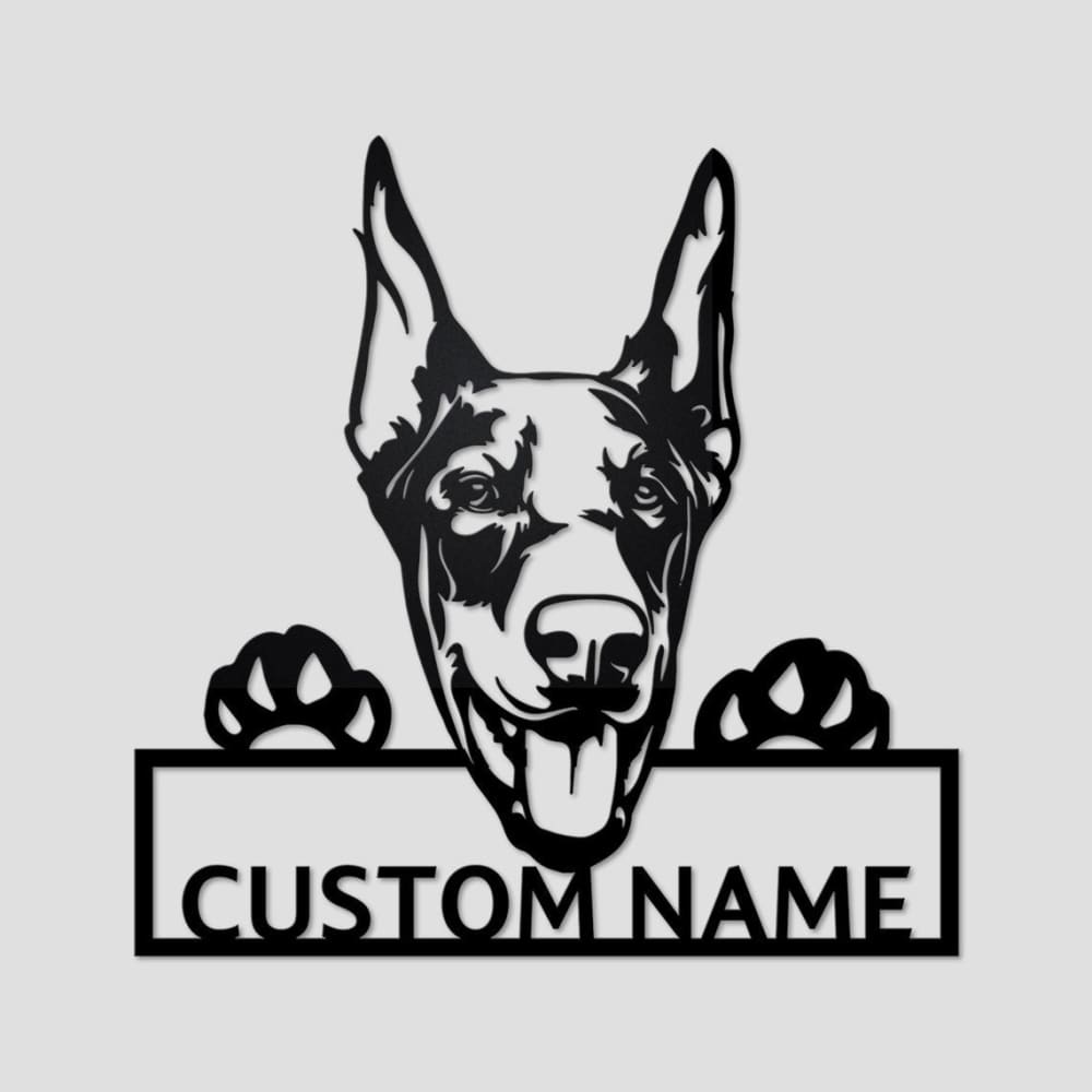 Personalized Doberman Dog Cut Metal Sign, Dog Lover Metal Wall Art, Laser Cut Metal Signs Doberman Dog