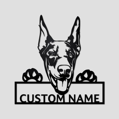 Personalized Doberman Dog Cut Metal Sign, Dog Lover Metal Wall Art, Laser Cut Metal Signs Doberman Dog