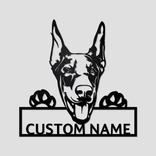 Personalized Doberman Dog Cut Metal Sign, Dog Lover Metal Wall Art, Laser Cut Metal Signs Doberman Dog