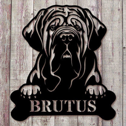 Personalized Dog Sign Metal Neapolitan Mastiff - Pet Laser Cut Metal Signs, Dog Metal Cut Out Signs