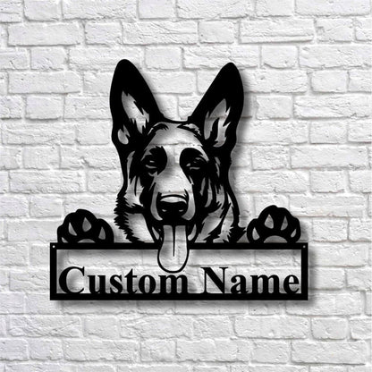 Personalized German Shepherd Dog Cut Metal Sign, Dog Lover Metal Wall Art, Laser Cut Metal Signs