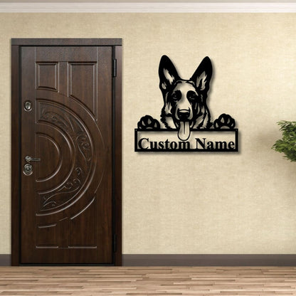 Personalized German Shepherd Dog Cut Metal Sign, Dog Lover Metal Wall Art, Laser Cut Metal Signs
