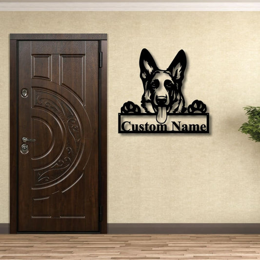 Personalized German Shepherd Dog Cut Metal Sign, Dog Lover Metal Wall Art, Laser Cut Metal Signs