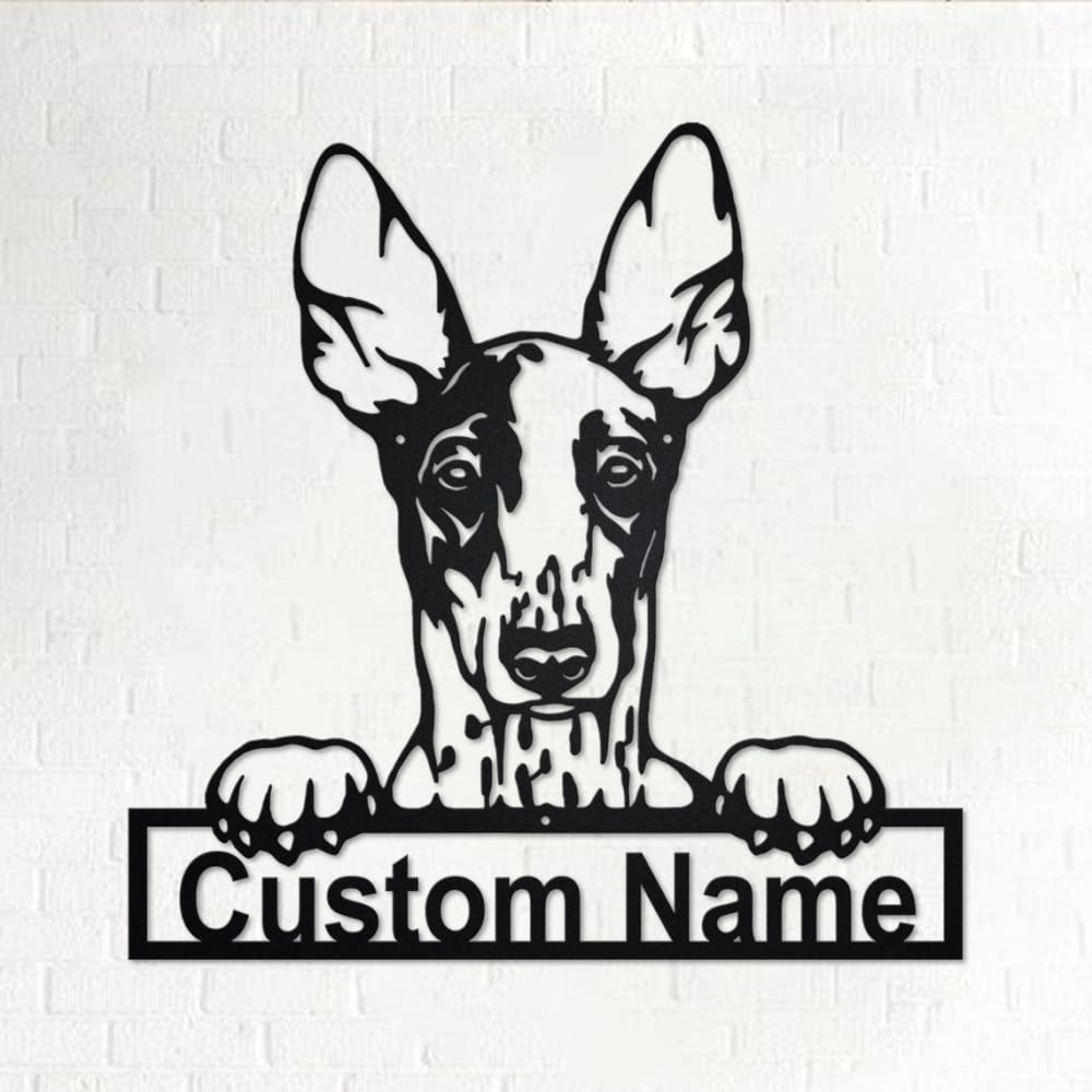 Personalized Ibizan Hound Dog Cut Metal Sign, Dog Lover Custom Name Metal Wall Art, Laser Cut Metal Signs Hound Dog