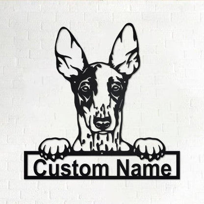 Personalized Ibizan Hound Dog Cut Metal Sign, Dog Lover Custom Name Metal Wall Art, Laser Cut Metal Signs Hound Dog