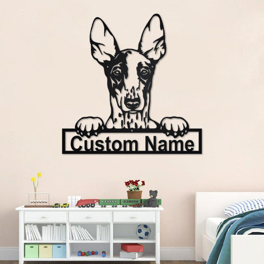 Personalized Ibizan Hound Dog Cut Metal Sign, Dog Lover Custom Name Metal Wall Art, Laser Cut Metal Signs Hound Dog