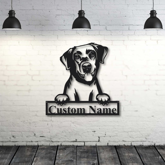 Personalized Labrador Retriever Dog Cut Metal Sign, Dog Lover Custom Name Metal Wall Art, Labrador Retriever Dog